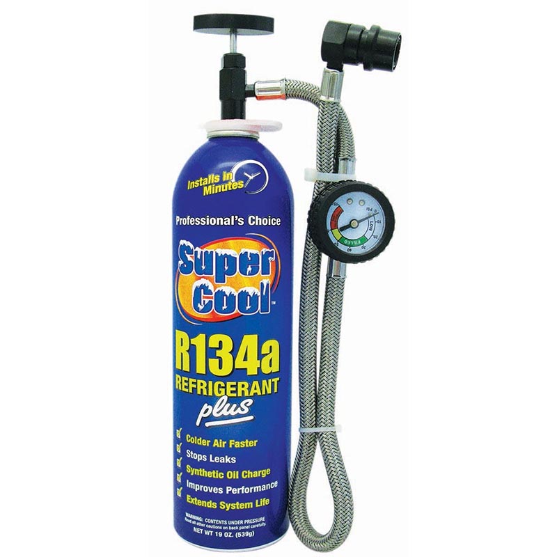 R134a Plus 19oz With Heavy Duty Charging Hose Gauge TSI Supercool