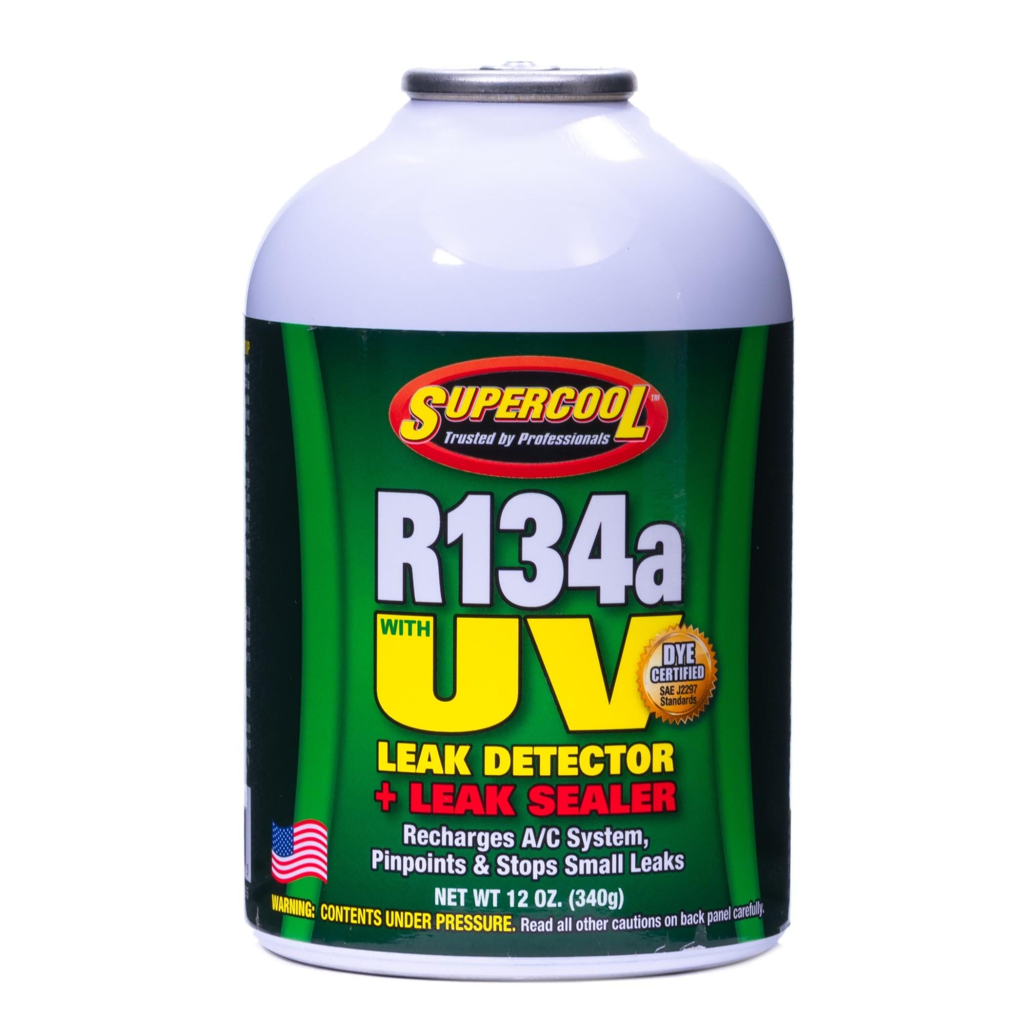 R134a مع صبغة U / V ومانع للتسرب 12 أونصة