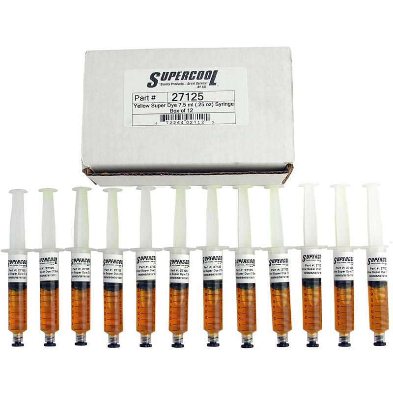 SAE Certified UV Dye Yellow 1/4oz seringa 12-pack em caixa branca