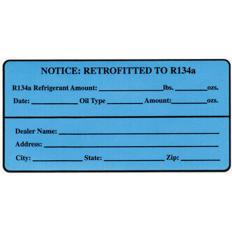 Retrofit Label R-12 to R134a