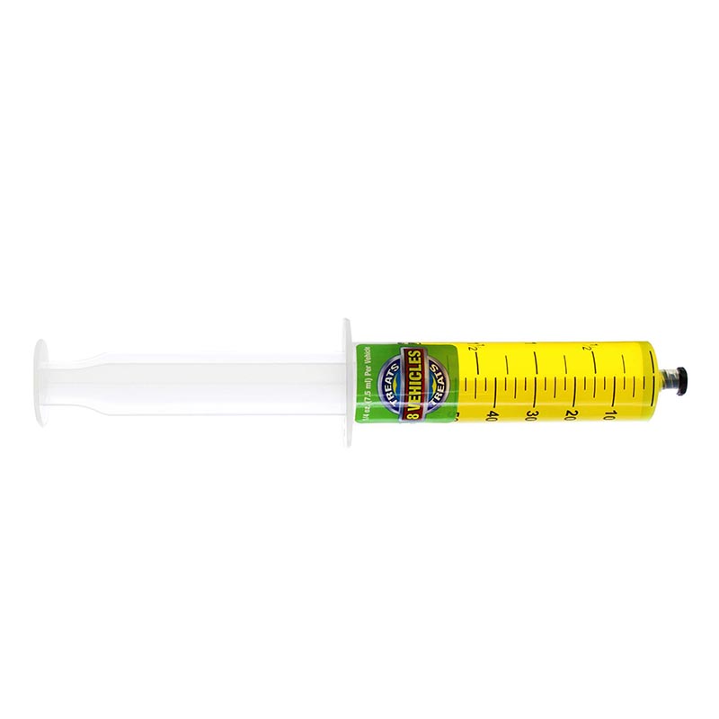 SAE Certified UV Dye Yellow 2oz seringa 8-pack em caixa branca