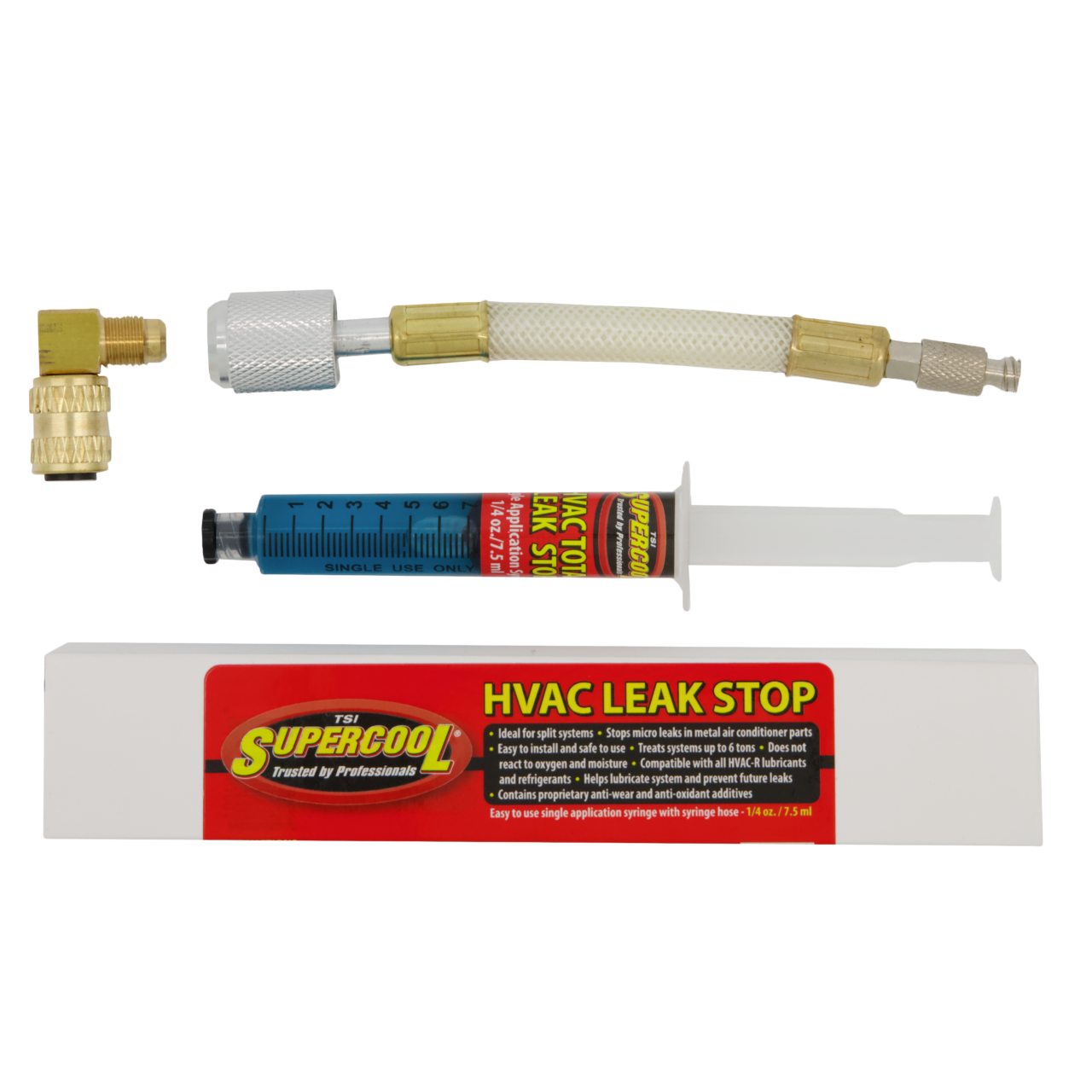 HVAC/R Leak Stop Syringe 1/4 oz. + Installation Hose & R410a adapter